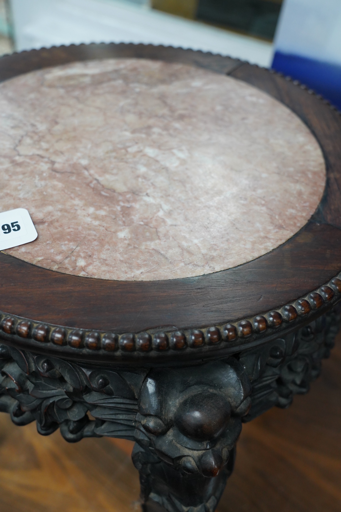 A Chinese hongmu stand, diameter 41cm, height 45cm. Condition - fair